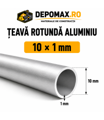 Teava rotunda aluminiu 10 x 1 mm, 6 metri (6060)